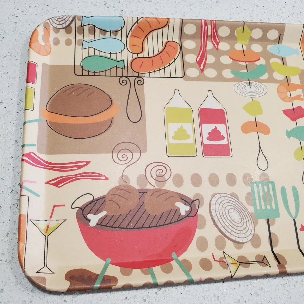 50's - 60’s Style BAR-B-Q Serving Tray Approximately 12